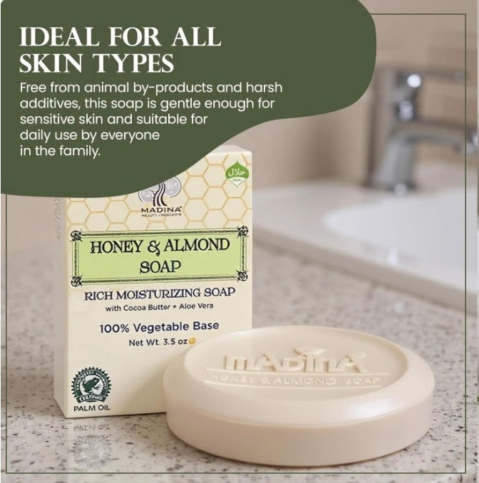 Honey & Almond Soap (3.5 oz, Vegetable Base) - Bee Graffik