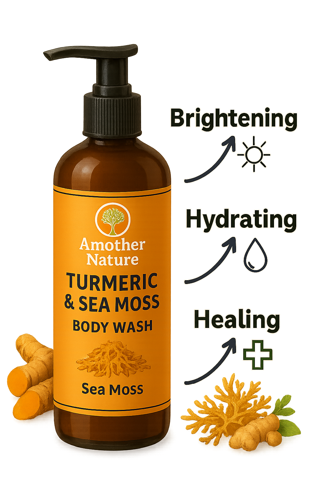 Turmeric & Sea Moss Organic Body Wash+Lotion – 16.9 fl oz - Bee Graffik