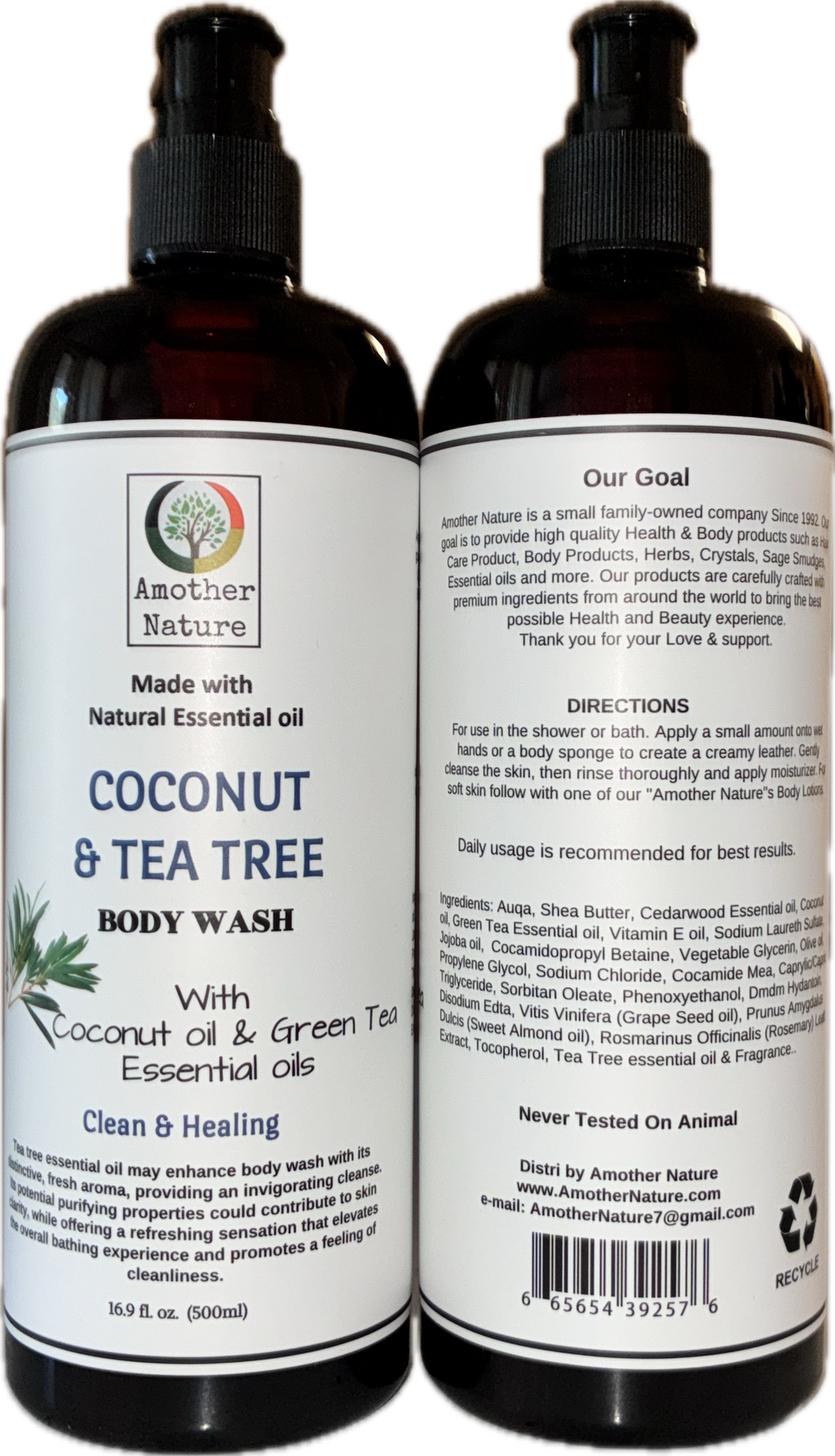 Coconut & Tea Tree Body Wash+Lotion (16.9 fl oz each) - Bee Graffik