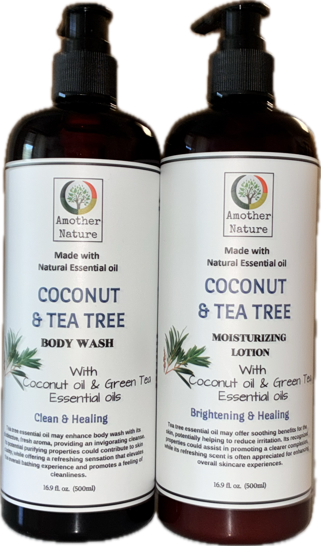 Coconut & Tea Tree Body Wash+Lotion (16.9 fl oz each) - Bee Graffik