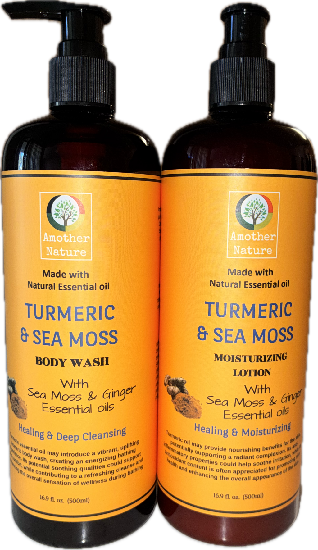 Turmeric & Sea Moss Organic Body Wash+Lotion – 16.9 fl oz - Bee Graffik