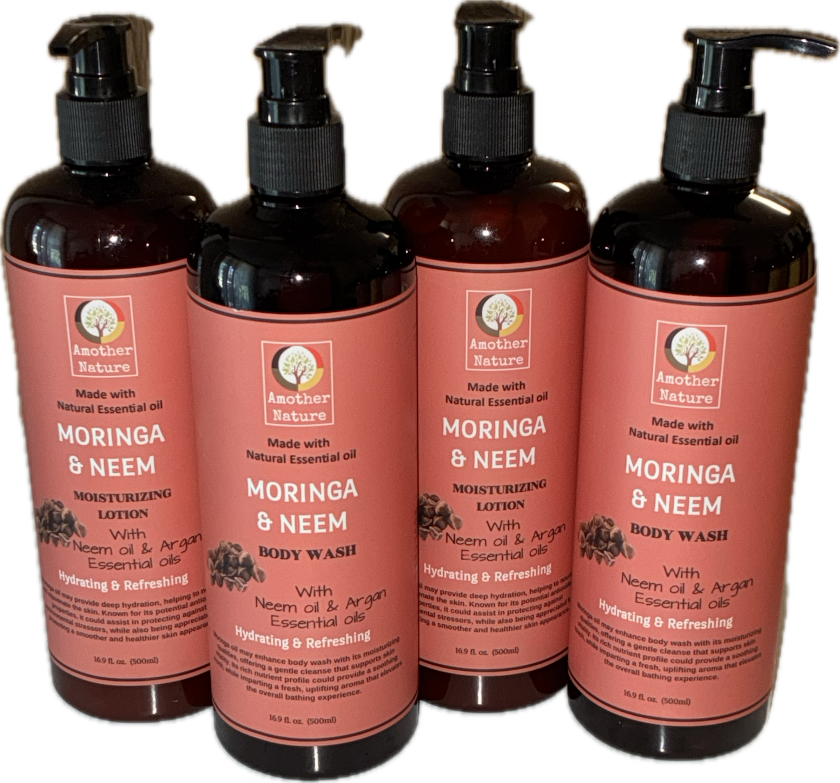 Moringa & Neem Body Wash + Lotion (16.9 fl oz each) - Bee Graffik