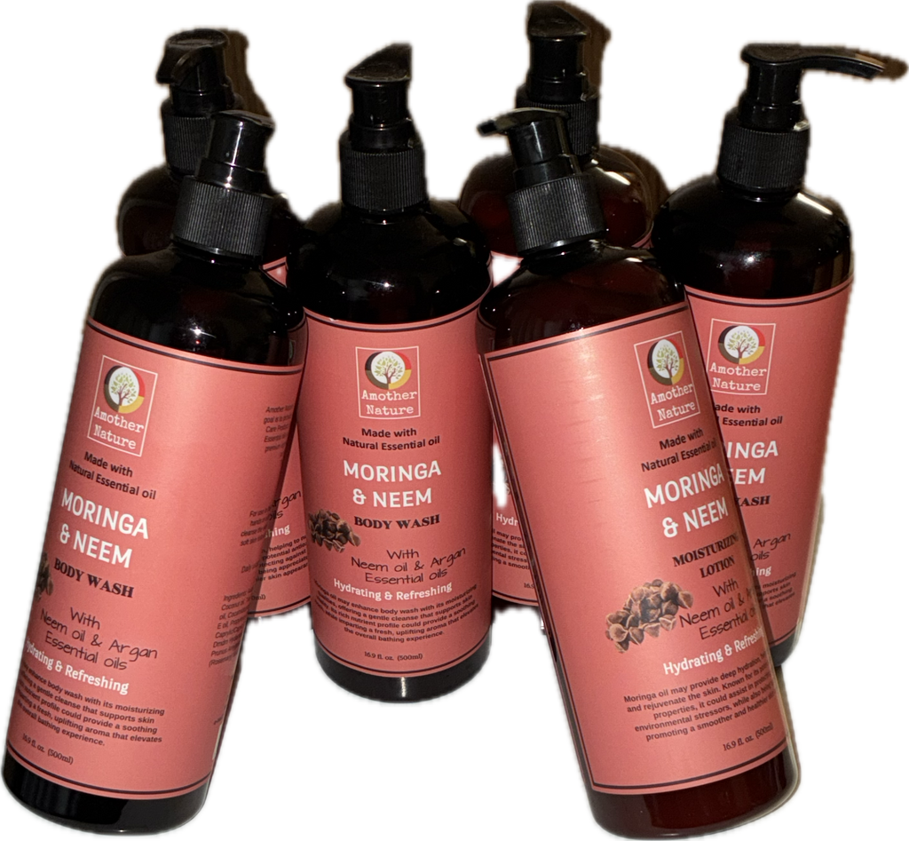 Moringa & Neem Body Wash + Lotion (16.9 fl oz each) - Bee Graffik
