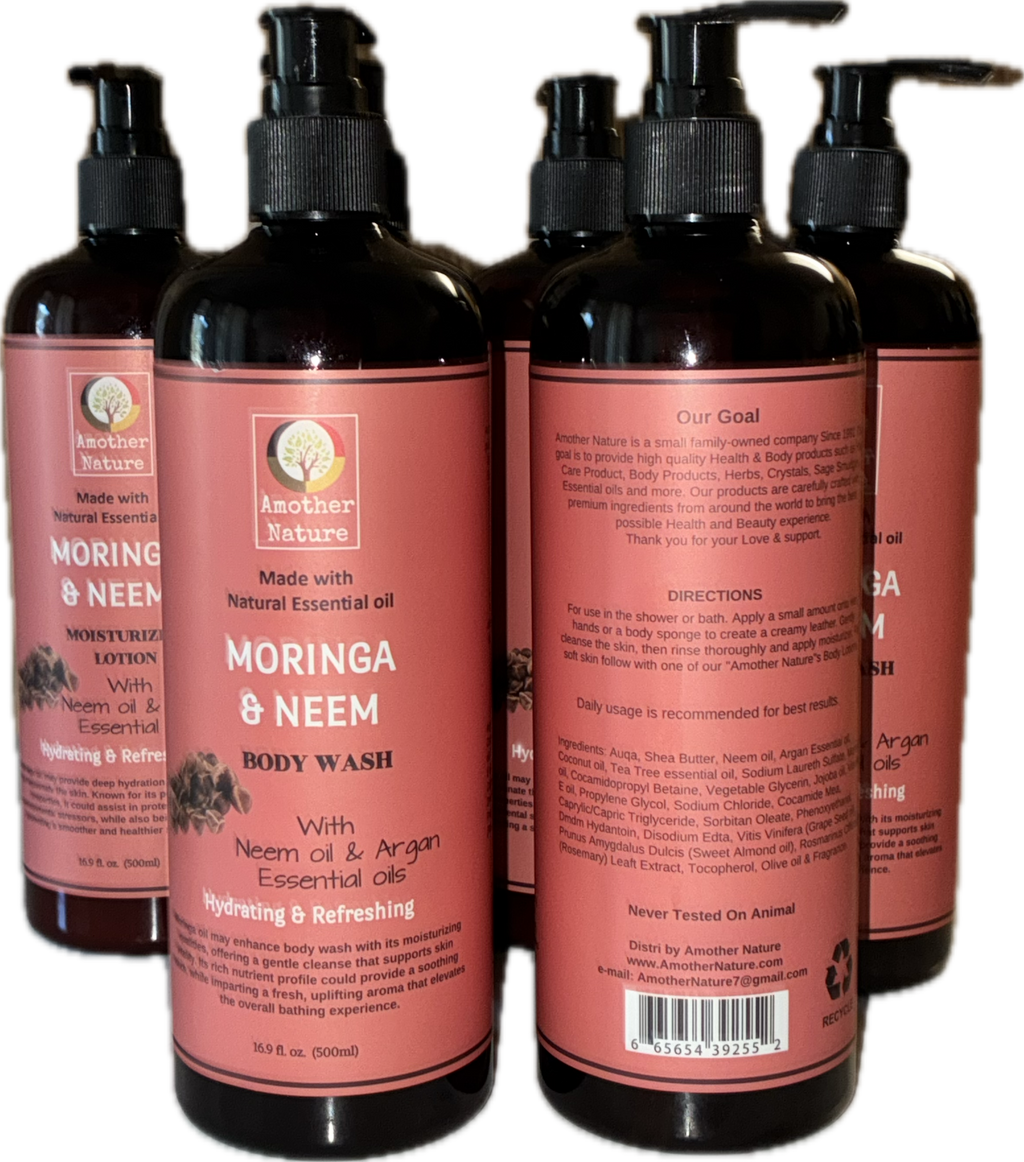 Moringa & Neem Body Wash + Lotion (16.9 fl oz each) - Bee Graffik