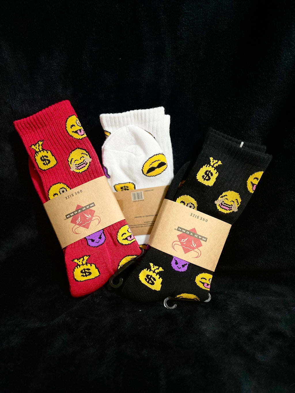 Emoji Socks (Black) - Bee Graffik