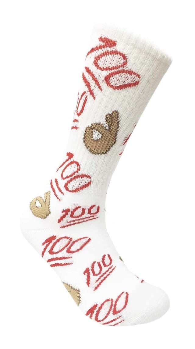 💯Emoji Socks (White) - Bee Graffik
